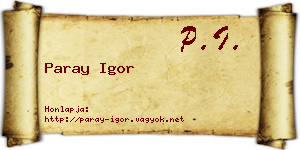 Paray Igor névjegykártya